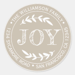 Adesivo Redondo Alegria Natalícia Moderna Rústica Endereço de Reto