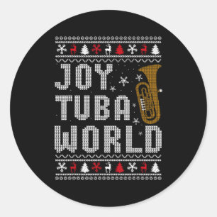 Adesivo Redondo Alegria Tuba Mundo Amante de Música Engraçada Suét