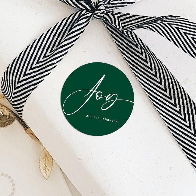 Adesivo Redondo Alegria Verde de Natal Moderno (Criador carregado)