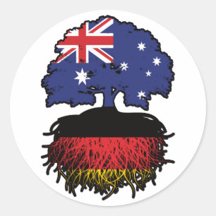 Adesivo Redondo Alemanha Austrália Australiana Raízes de Árvore
