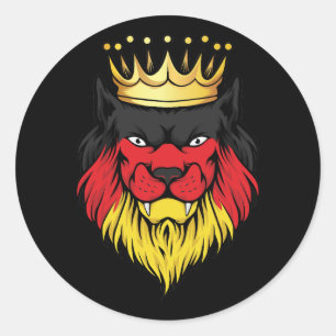 Adesivo Redondo Alemanha Leão King Flag