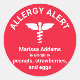 Adesivo Redondo Alergia Alerta Médico
