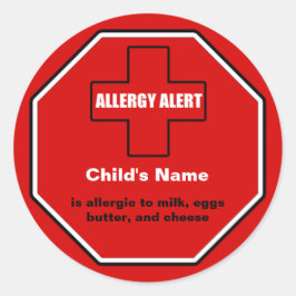 Adesivo Redondo Alergia aos produtos láteos Alerta médico Vinheta