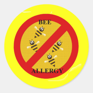 Adesivo Redondo Alergia às abelhas