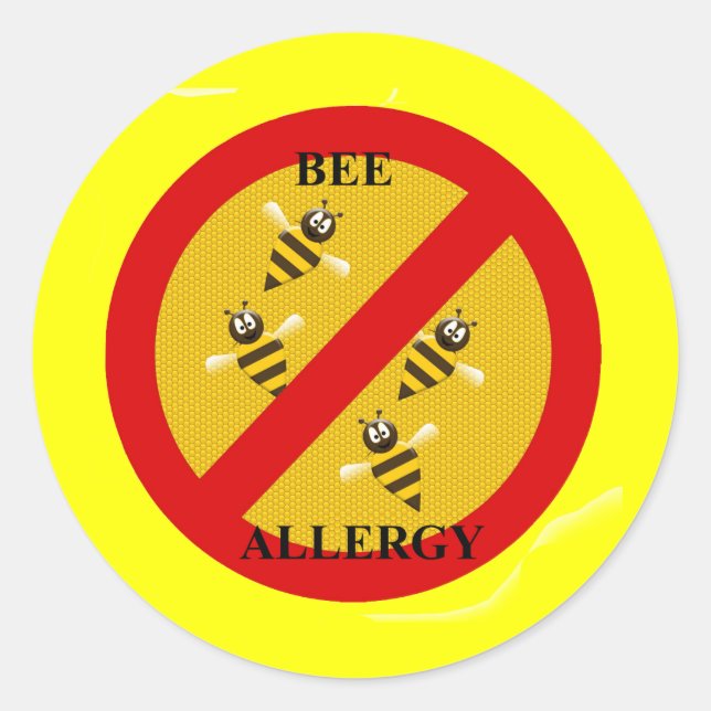 Adesivo Redondo Alergia às abelhas (Frente)