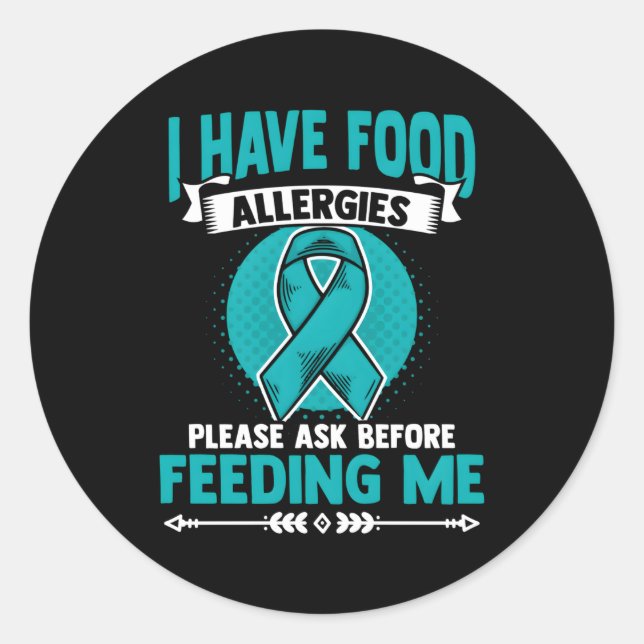 Adesivo Redondo Alergias comidas Doença de Comida Alergia Comida A (Frente)