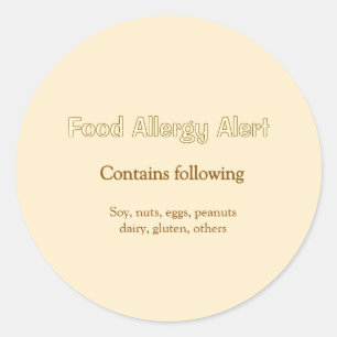 Adesivo Redondo alerta de alergia alimentar adicionar nome texto i