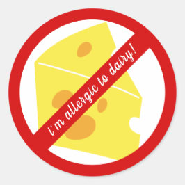 Adesivo Redondo Alerta de Alergia aos Leite/Queijo