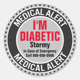 Adesivo Redondo Alerta Médico Diabético Em Caso De Emergência