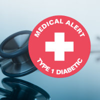Alerta Médico Personalizado Vermelho Diabético