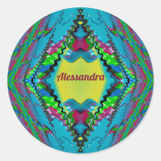 Adesivo Redondo ALESSANDRA~ Preto, cor-de-rosa, azul e amarelo,