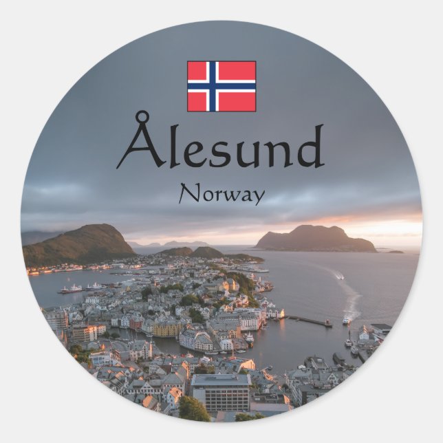 Adesivo Redondo Alesund Norway Souvenir (Frente)