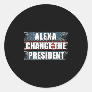 Adesivo Redondo Alexa Muda O Presidente Engraçado Trump