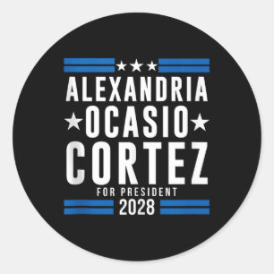 Adesivo Redondo Alexandria Ocasio Cortez Para O Presidente 2028, A