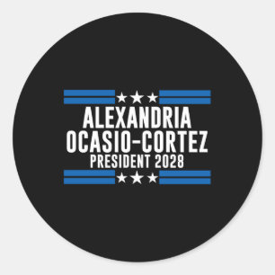 Adesivo Redondo Alexandria Ocasio Cortez Para O Presidente 2028, A