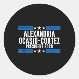 Adesivo Redondo Alexandria Ocasio Cortez Para O Presidente 2028, A