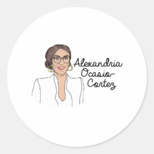 Adesivo Redondo Alexandria Ocasio-Cortez para Presidente