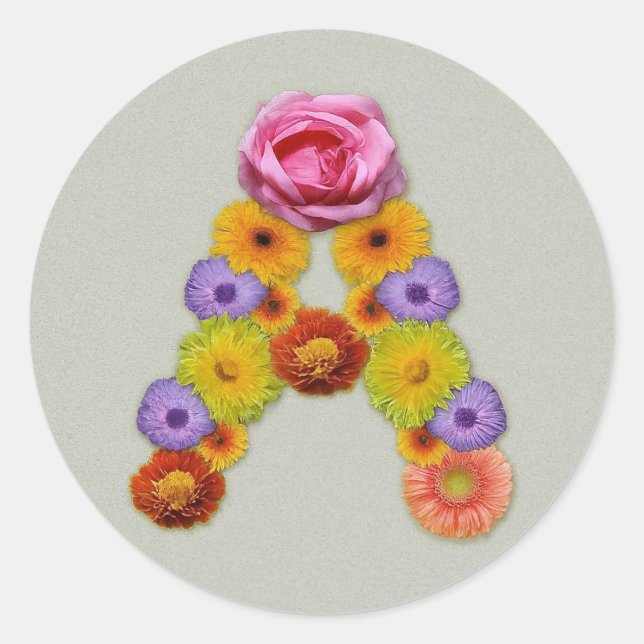 Adesivo Redondo Alfabeto A na Flor (Frente)