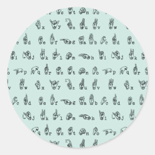 Adesivo Redondo Alfabeto americano do linguagem gestual de //do