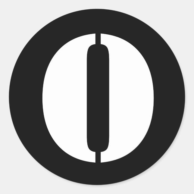 Adesivo Redondo Alfabeto Carta O Estêncil por Janz Preto (Frente)