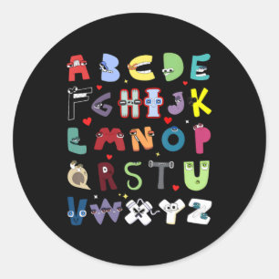 Adesivo Redondo Alfabeto Divertido Lore A a Z Olá Letra Para Menin
