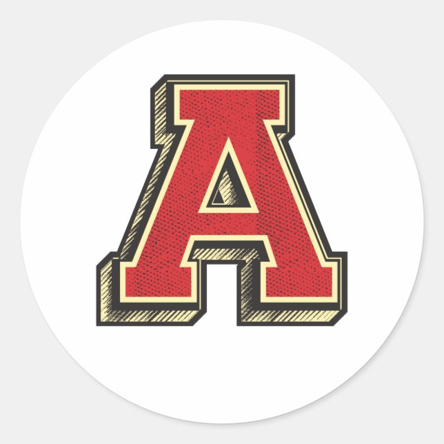 Adesivo Redondo Alfabeto - Letra ✪ A ✪ Estilo Vintage (Frente)
