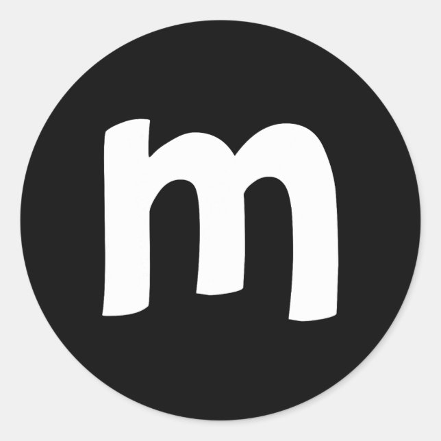 Adesivo Redondo Alfabeto Minúscula m (Frente)