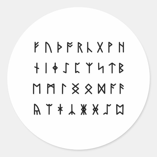 Adesivo Redondo Alfabeto Runic [Futhorc] (Frente)