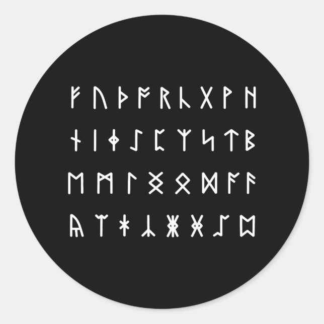 Adesivo Redondo Alfabeto Runic [Futhorc] (Frente)