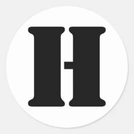 Adesivo Redondo Alfabeto Stencil por Janz - Letra H branca