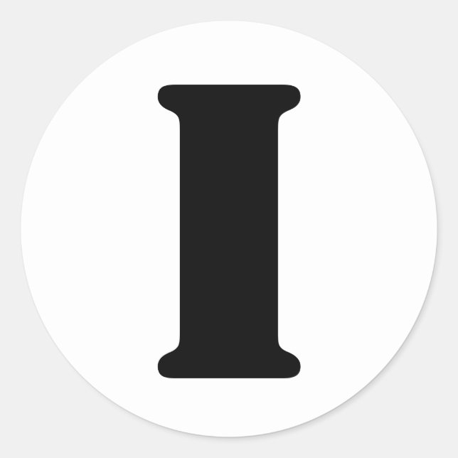 Adesivo Redondo Alfabeto Stencil por Janz - Letra I Branca (Frente)