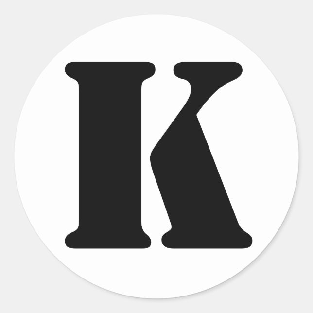 Adesivo Redondo Alfabeto Stencil por Janz - Letra K Branco (Frente)