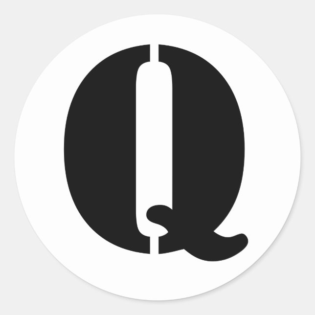 Adesivo Redondo Alfabeto Stencil por Janz - Letra Q Branca (Frente)