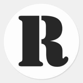 Adesivo Redondo Alfabeto Stencil por Janz - Letra R Branca