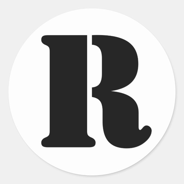 Adesivo Redondo Alfabeto Stencil por Janz - Letra R Branca (Frente)