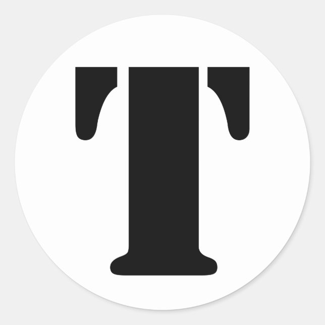 Adesivo Redondo Alfabeto Stencil por Janz - Letra T Branca (Frente)