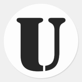 Adesivo Redondo Alfabeto Stencil por Janz - Letra U Branco