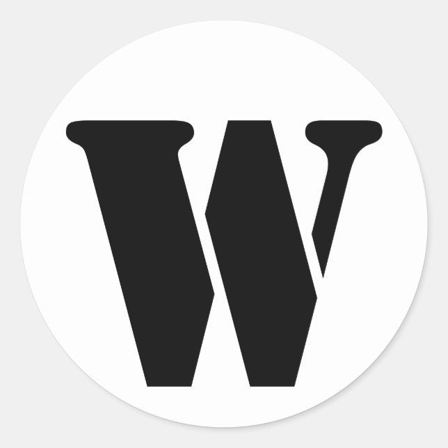 Adesivo Redondo Alfabeto Stencil por Janz - Letra W Branco (Frente)