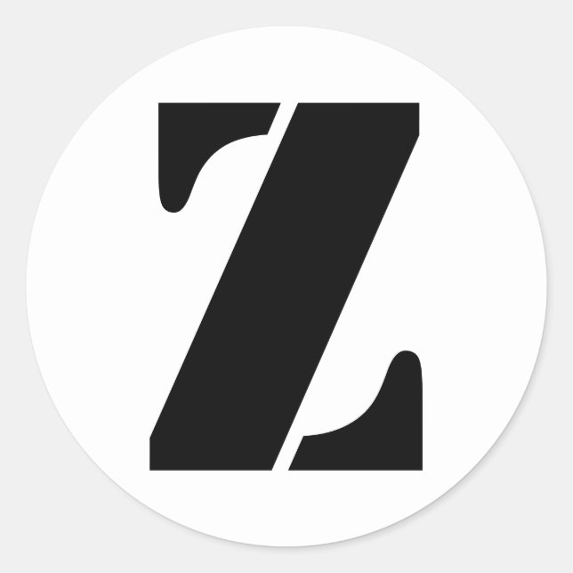 Adesivo Redondo Alfabeto Stencil por Janz - Letra Z Branco (Frente)