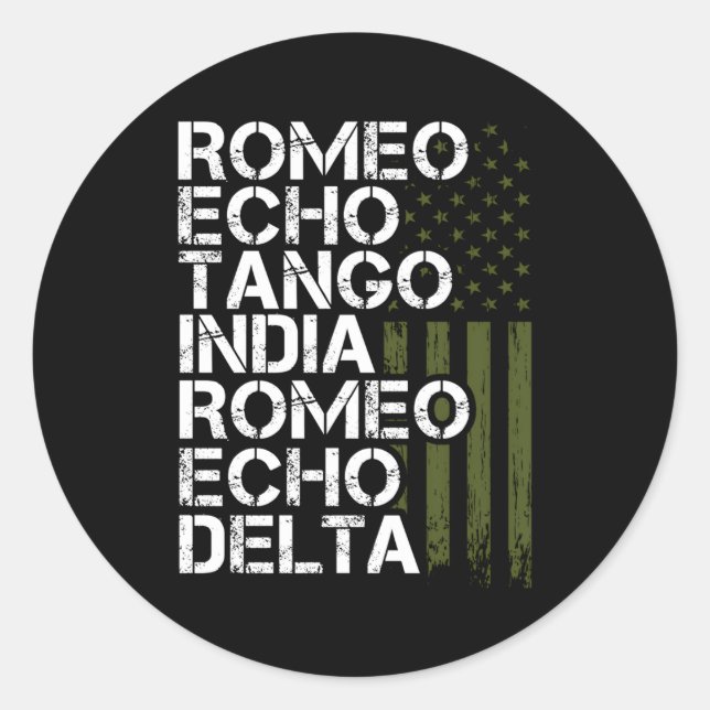 Adesivo Redondo Alfabeto Telefônico Militar Aposentado Retiret (Frente)