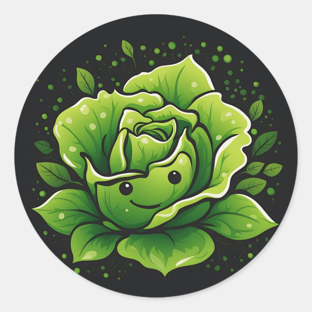 Adesivo Redondo Alface Cuja Vegetação (Frente)