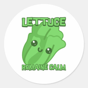 Adesivo Redondo Alface Romaine Calm! Cartoon de Arma Vegetal