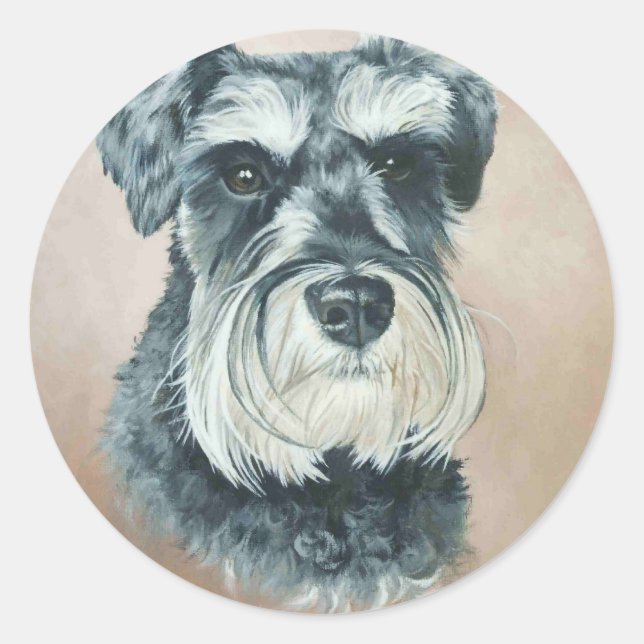Adesivo Redondo Alfie - schnauzer miniatura (Frente)