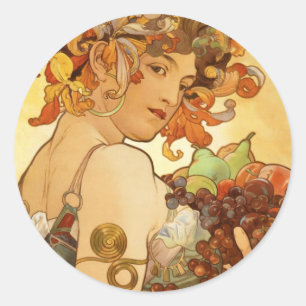 Adesivo Redondo Alfons Mucha: Fruta