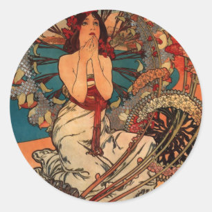 Adesivo Redondo Alfons Mucha Monaco Monte - Carlo