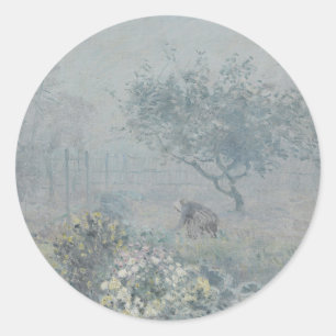 Adesivo Redondo Alfred Sisley - Nevoeiro, Voisins