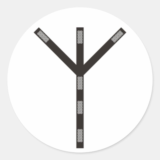 Adesivo Redondo Algiz runa protecção (Frente)