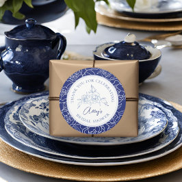 Adesivo Redondo Algo Azul Antes De Eu Fazer Chá de panela Elegante