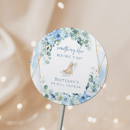 Adesivo Redondo Algo Azul Antes de Eu Fazer Chuveiro de Noiva Flor