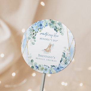 Adesivo Redondo Algo Azul Antes de Eu Fazer Chuveiro de Noiva Flor